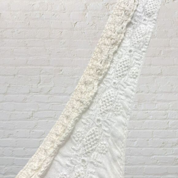 Free People Eyelet Flounce Dress XS White Crochet Tiered Boho Mini - Picture 7 of 16